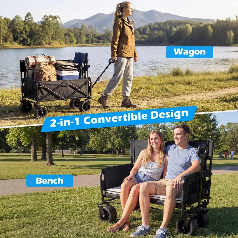Convertible Wagon-Bench Combo  Push/Pull Handle + Padded Seating