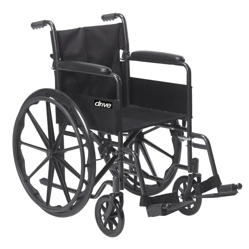 Drive Medical Silver Sport 1 Lightweight Wheelchair  Full Arms & Swing-Away Removable Footrests
