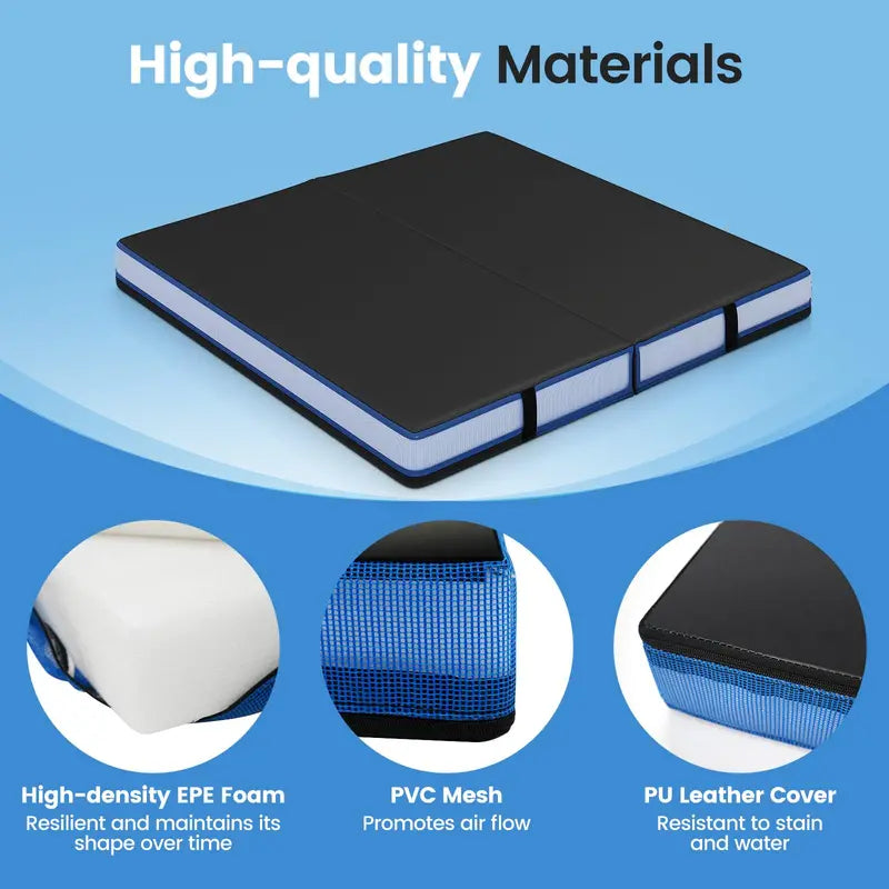 Thickened 4′ x 4′ Bi-Fold Fitness Mat – 4″ Dense Foam with PU Leather Cover & Transport Handles