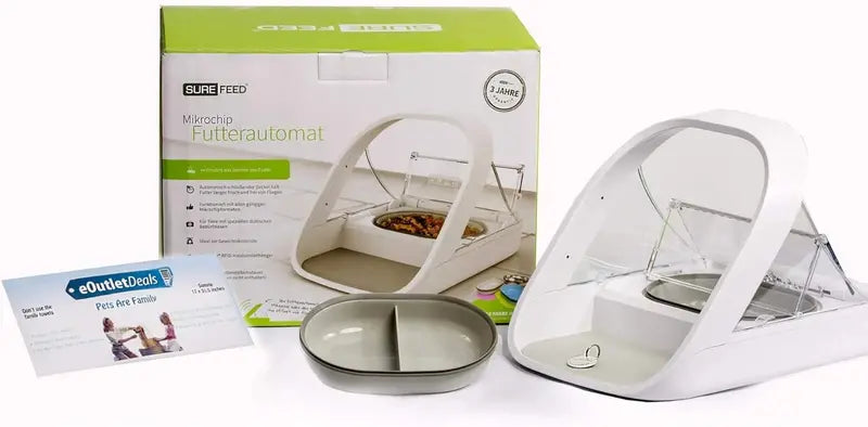 SureFeed Microchip-Activated Pet Feeder – Dual-Chamber Design for Wet and Dry Food, Lightweight Build, Includes Absorbent Pet Towel