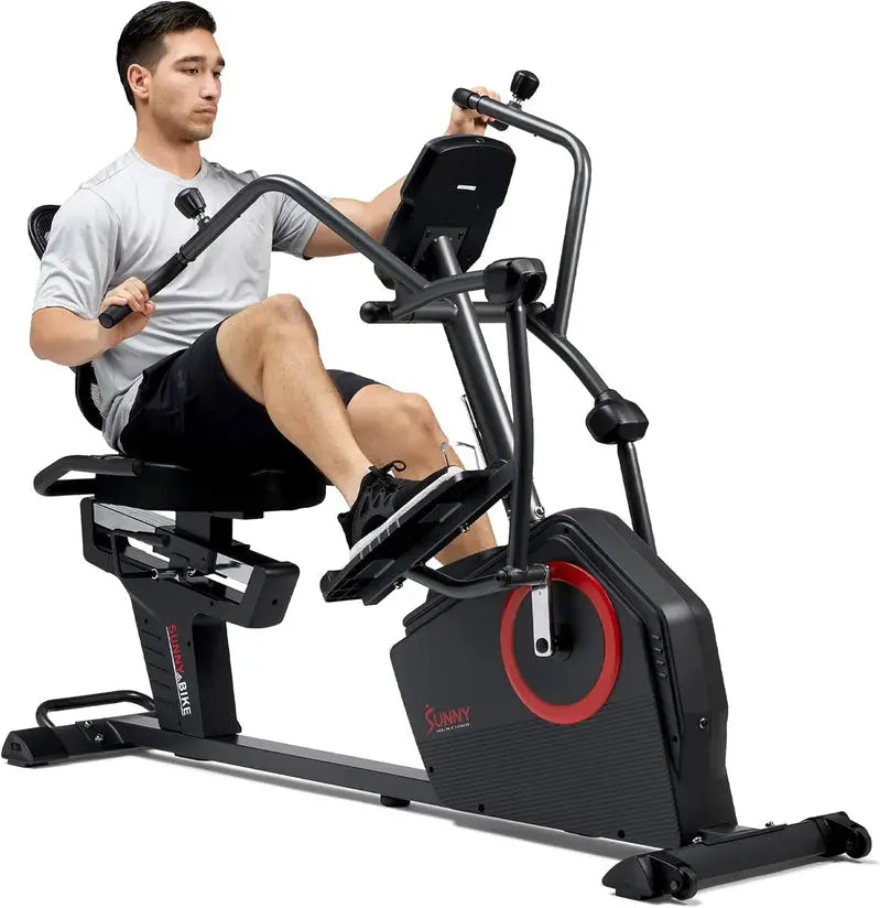Sunny Health & Fitness SF-RBE4886SMART Recumbent Elliptical – Electromagnetic Resistance, Arm Exercisers, Bluetooth & SunnyFit App