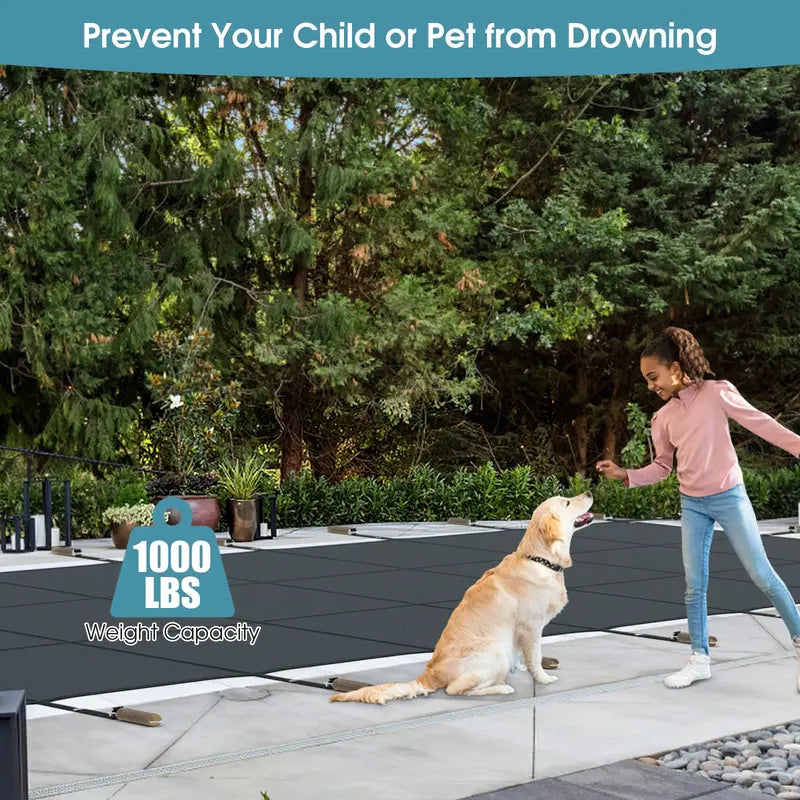 Custom-Fit Safety Pool Cover for 32 x 16 In-Ground Pools (Actual Size: 34 x 18