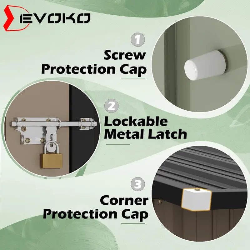 Devoko 5 x 3 Corrosion-Resistant Garden Shed  Lockable Steel Outdoor Storage House with Single Secure Door