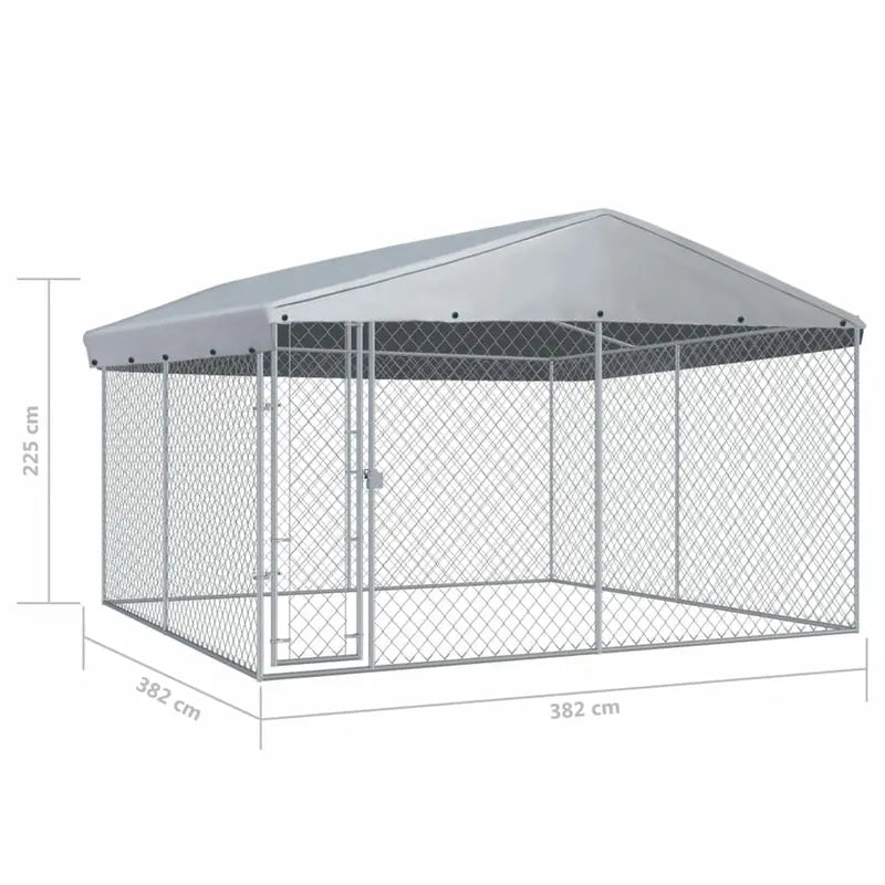 Outdoor Dog Kennel with Weatherproof Roof – Spacious 150.4 sq. ft. Enclosed Shelter for Medium to Large Breeds