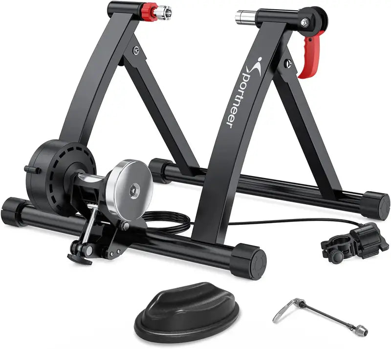 Sportneer Magnetic Indoor Bike Trainer Stand – 6-Level Resistance with Quiet Ride Technology