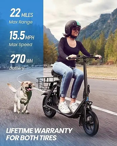 URBANMAX C1 Electric Scooter – 450W Motor, Detachable Seat, 22-Mile Range