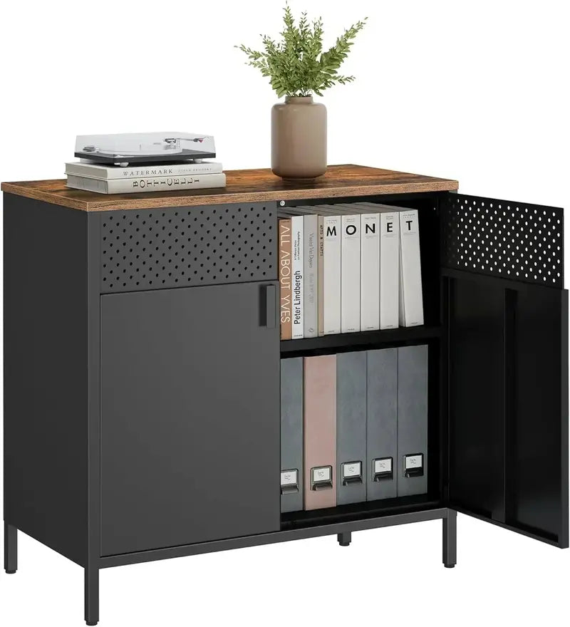 SONGMICS Slim Metal Sideboard — Two-Door Storage Cabinet Measuring 15.7 x 31.5 x 29.9 Inches