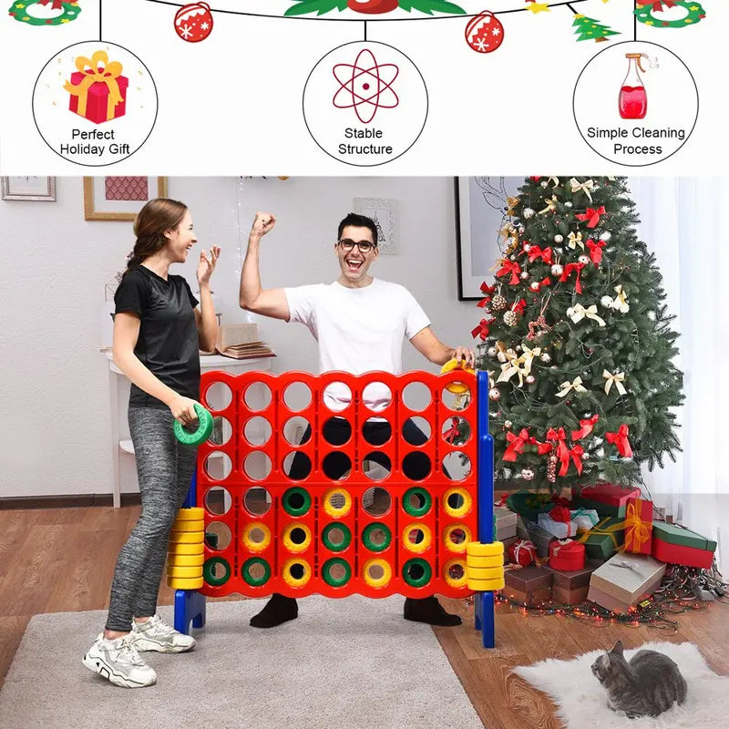 Costway Jumbo 4-to-Score Giant Game Set, 3.5ft Tall, Durable PE+PP, Family Fun for Kids & Adults