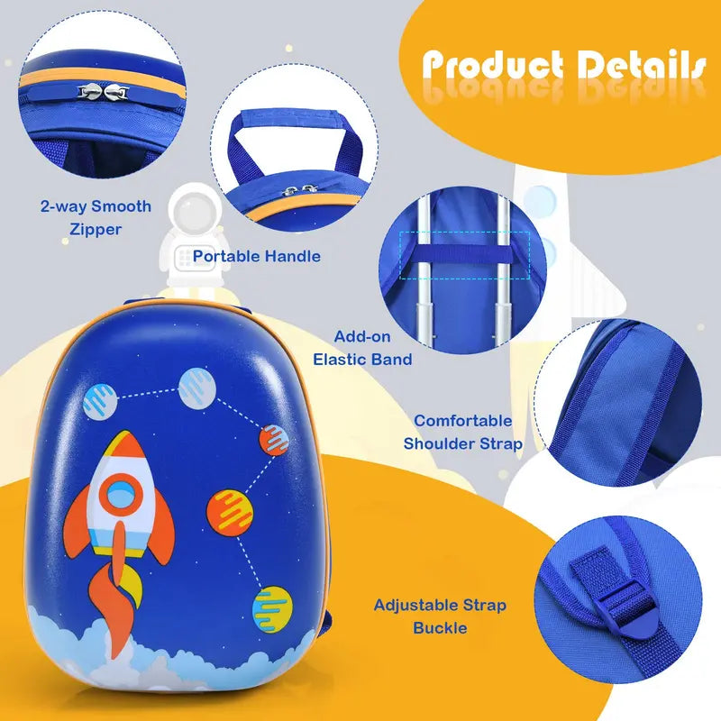 Two-Piece Kids' Luggage Set – 12-Inch and 16-Inch Carry-On Suitcases with Fun Designs