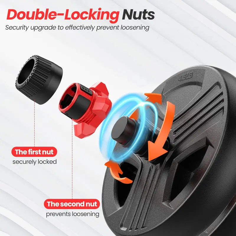 Upgraded Adjustable Dumbbell Kit – Includes Barbell Conversion & Push-Up Stand