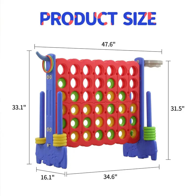Unicoo 3-in-1 Outdoor Game Set – Giant A-Frame Activity Center Featuring Basketball Hoop, Ring Toss, and Connect-Four Style Play for All Ages