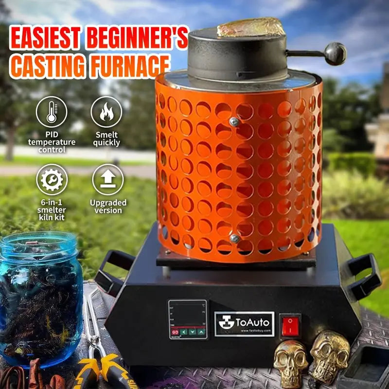 TOAUTO TGF3000-V1.1 Gold Melting Furnace – 1–3 kg Capacity, 1400W, 2100°F Max Temperature
