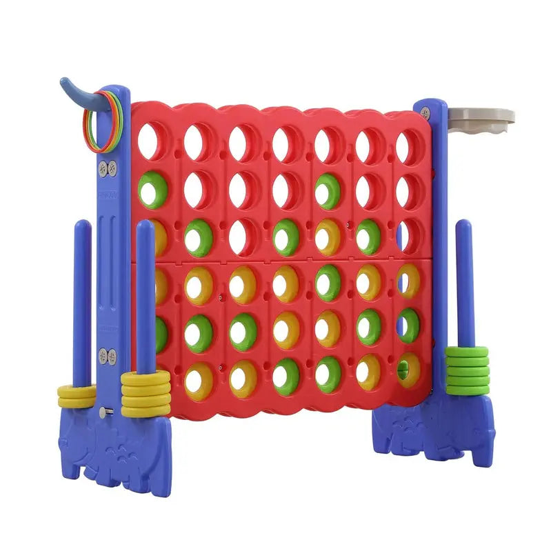 Unicoo 3-in-1 Outdoor Game Set – Giant A-Frame Activity Center Featuring Basketball Hoop, Ring Toss, and Connect-Four Style Play for All Ages