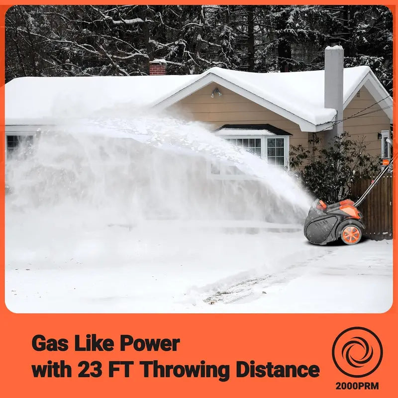 Cordless 48V Snow Blower with Wheels  16-Inch Brushless Shovel Featuring LED Lights, Directional Plate & Dual Batteries