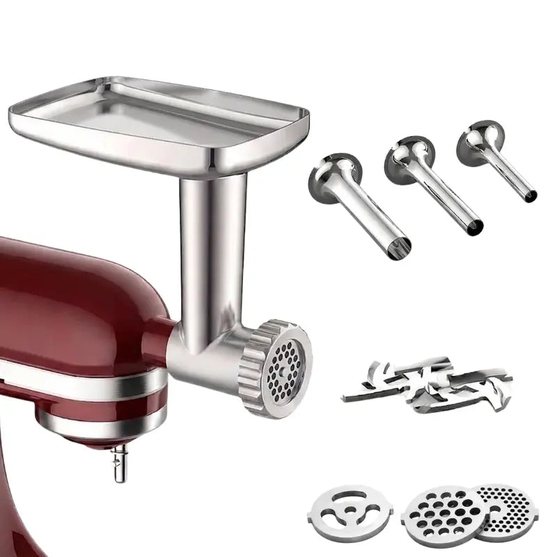 Stainless Steel Meat Grinder Attachment for Stand Mixers – Includes Grinding Plates