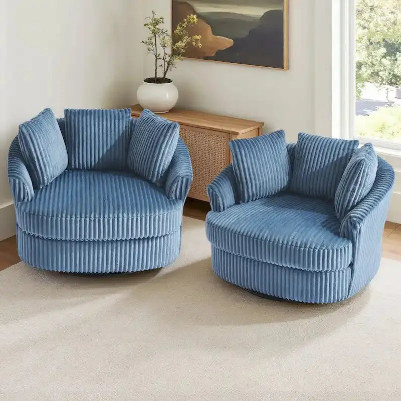 DREAMSIDEA Recessed-Arm Swivel Barrel Chair Set (2-Pack)