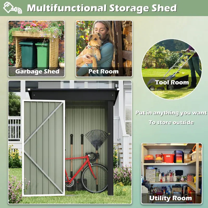 Devoko 5 x 3 Corrosion-Resistant Garden Shed  Lockable Steel Outdoor Storage House with Single Secure Door
