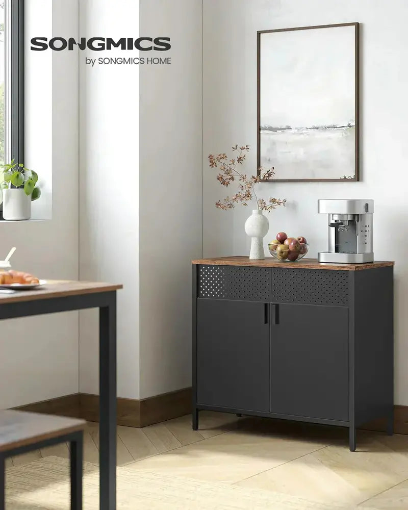 SONGMICS Slim Metal Sideboard — Two-Door Storage Cabinet Measuring 15.7 x 31.5 x 29.9 Inches