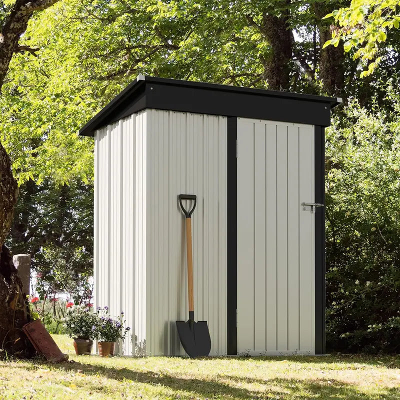 Devoko 5 x 3 Corrosion-Resistant Garden Shed  Lockable Steel Outdoor Storage House with Single Secure Door