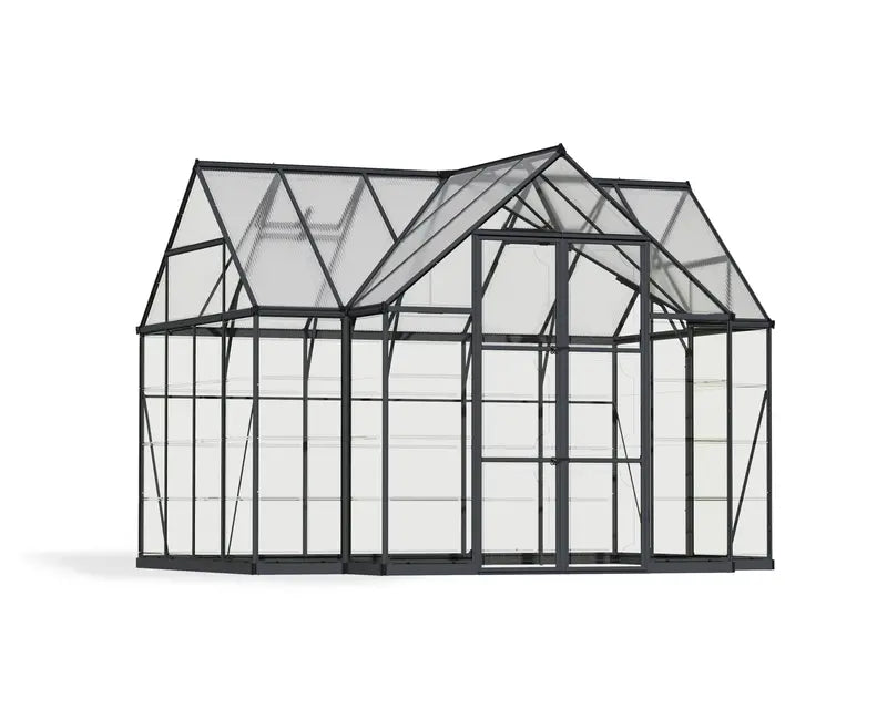 Palram – Canopia Chalet Four Season – 12′ x 10′ – Walk-In Hobby Greenhouse – Charcoal Gray – with 2 Roof Vents
