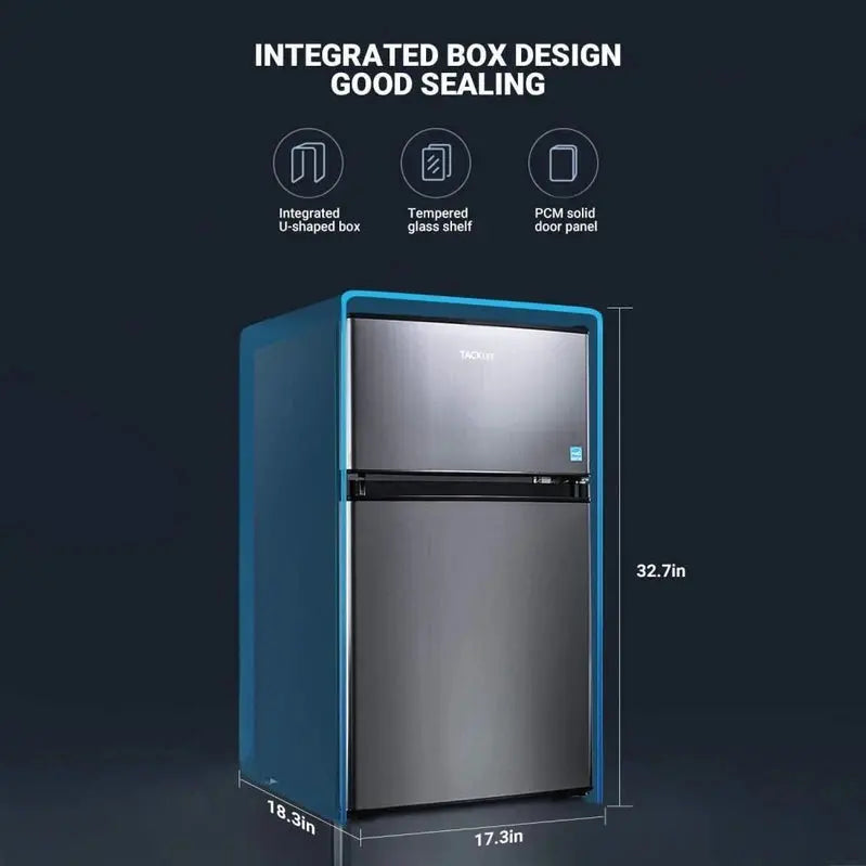 Compact 3.1 Cu Ft Mini Fridge with Freezer Compartment & LED Interior Lighting