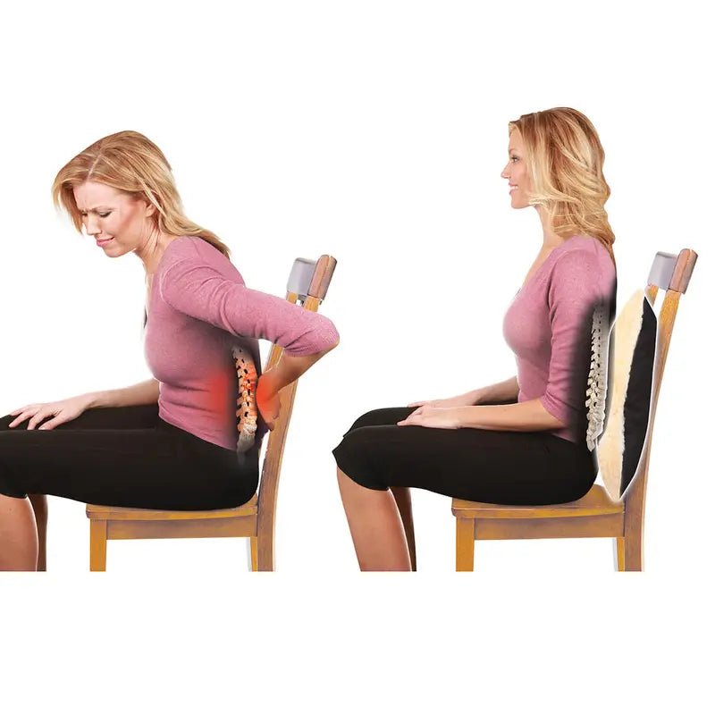 Triple Support Lumbar Cushion, Deluxe Back Pillow, Polyester Cotton Blend, Blue – Measures 25” x 11”