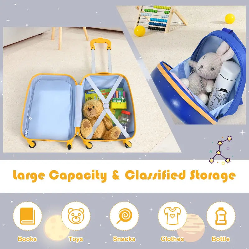 Two-Piece Kids' Luggage Set – 12-Inch and 16-Inch Carry-On Suitcases with Fun Designs