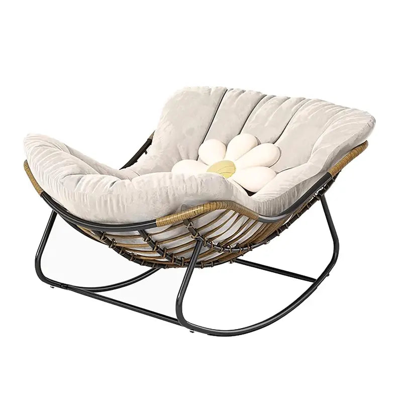 Deluxe Indoor/Outdoor Rocking Chair  Plush Thick-Cushion Rocker for Living Room, Porch, or Garden Relaxation