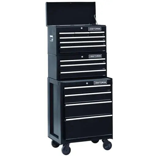 Craftsman 26-Inch 3-Drawer Heavy-Duty Tool Chest  Ball-Bearing Slides, Black Finish