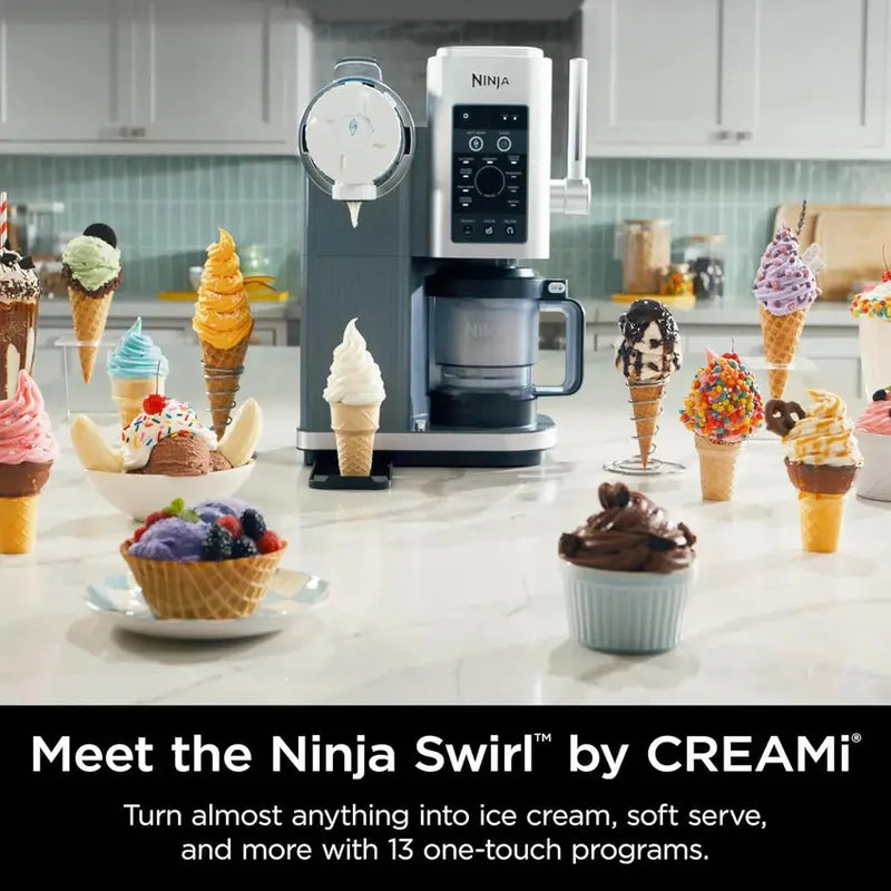 Swirl by CREAMi Ice Cream Maker – 13-Program Frozen Dessert Machine (Sorbet, Soft Serve, Yogurt), Includes Two 16oz Pints (NC701)