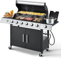 Upgraded 4-Burner Propane BBQ Grill – 44,000 BTU Stainless Steel Gas Grill with Cast Iron Grates and Integrated Side Burner