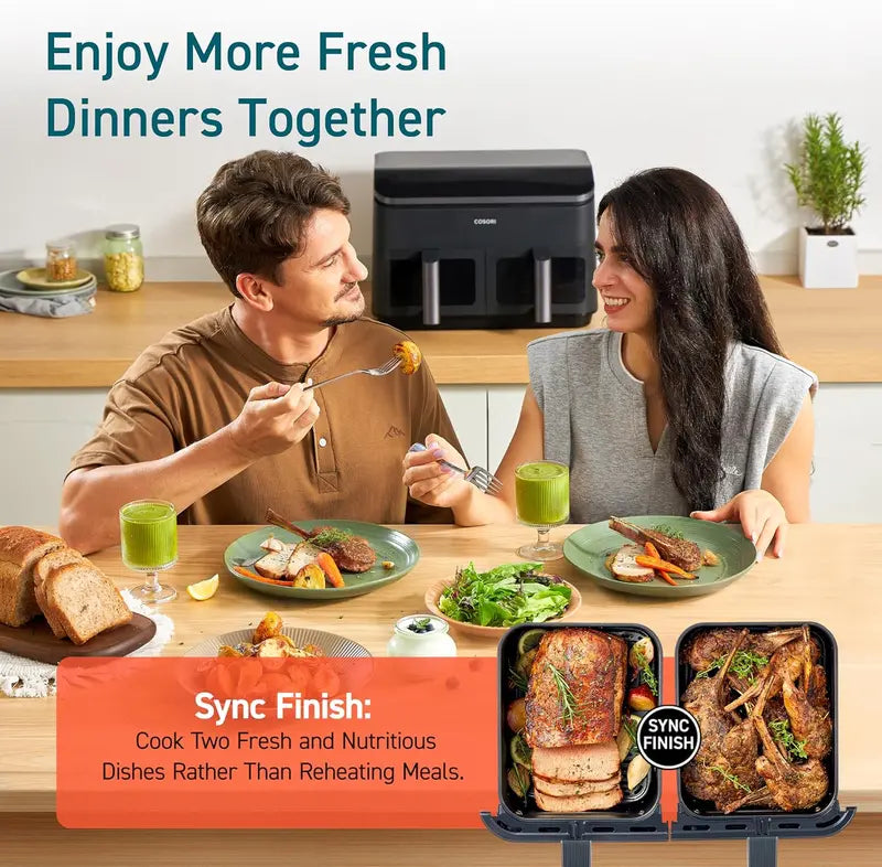 COSORI 9-Quart Dual Basket Air Fryer  10-in-1 Family-Sized Cooking Appliance