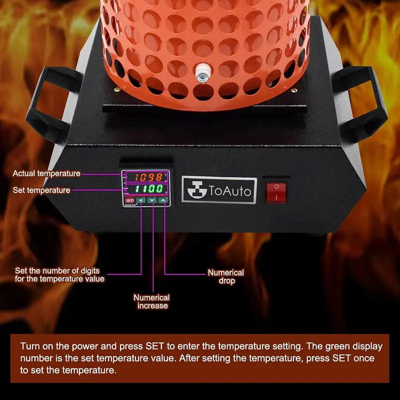 TOAUTO TGF3000-V1.1 Gold Melting Furnace – 1–3 kg Capacity, 1400W, 2100°F Max Temperature
