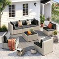UDPATIO 7-Piece PE Wicker Patio Set – Outdoor Sectional Sofa with Tea Table, Green Finish