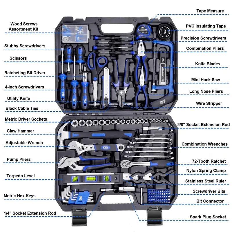 Prostormer 259-Piece Comprehensive Tool Kit for Home, Auto, and DIY Repairs