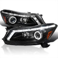 Spec-D Tuning Black Halo Projector LED Turn Signal Headlights Lamps Compatible with 2008-2012 Honda Accord 4Door Sedan Left + Right Pair Headlamps Assembly