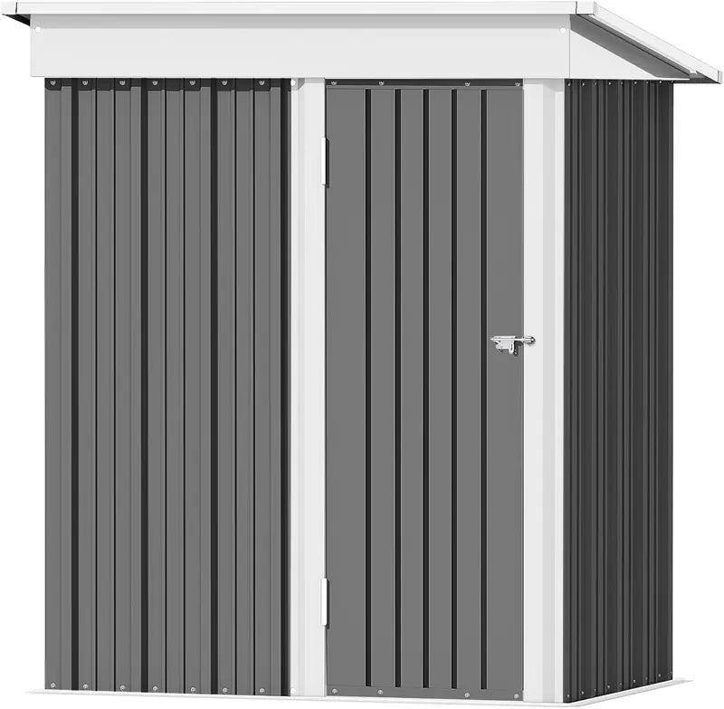 Devoko 5 x 3 Corrosion-Resistant Garden Shed  Lockable Steel Outdoor Storage House with Single Secure Door