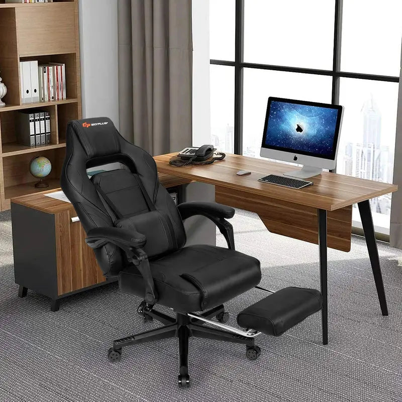 Racing-Style Massage Office Chair – Seat Height Adjustment and Full-Body Support Features