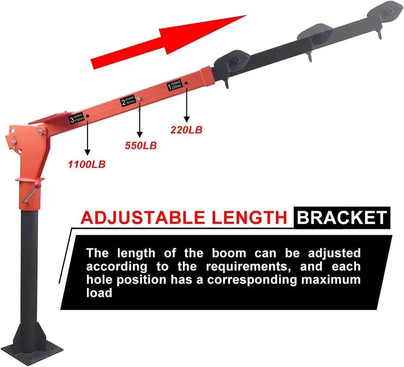 Pismire 0.5-Ton Foldable Truck-Mounted Crane Hoist – 12V Electric Winch, 3500 lb Pull, 1100 lb Lifting Capacity, 360° Swivel Steel Base