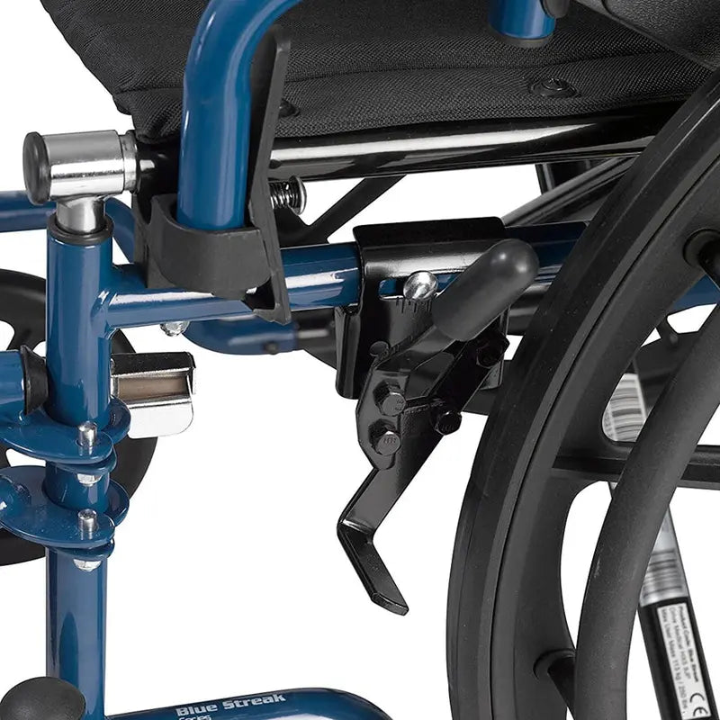 Drive Medical Blue Streak Lightweight Folding Wheelchair  20-Inch Wide Seat for Easy Transport