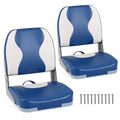 Two-Pack Marine-Grade Boat Seats with High-Density Foam Padding and Wavy Blue Upholstery