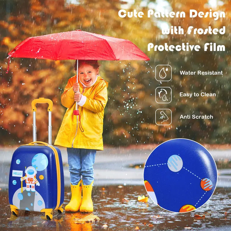 Two-Piece Kids' Luggage Set – 12-Inch and 16-Inch Carry-On Suitcases with Fun Designs