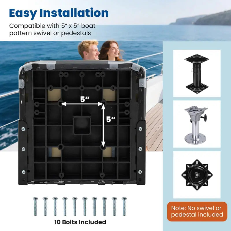 Two-Pack Folding Marine-Grade Boat Seats with Stainless Steel Hardware and Aluminum Hinges
