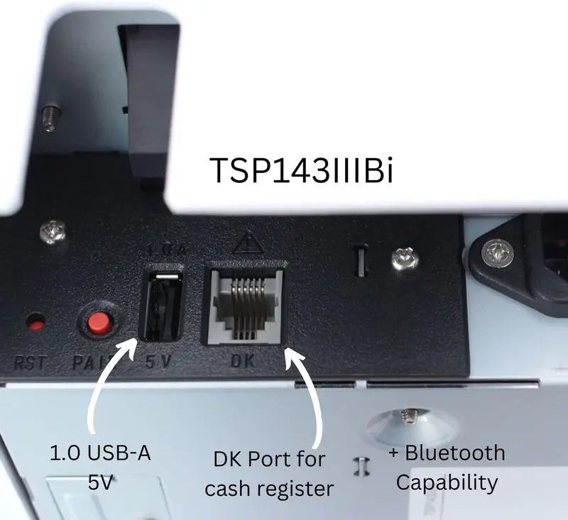 Star Micronics TSP143IIIBi Bluetooth Thermal Printer with Auto-cutter & Power Supply – iOS/Android/Windows Compatible, Gray