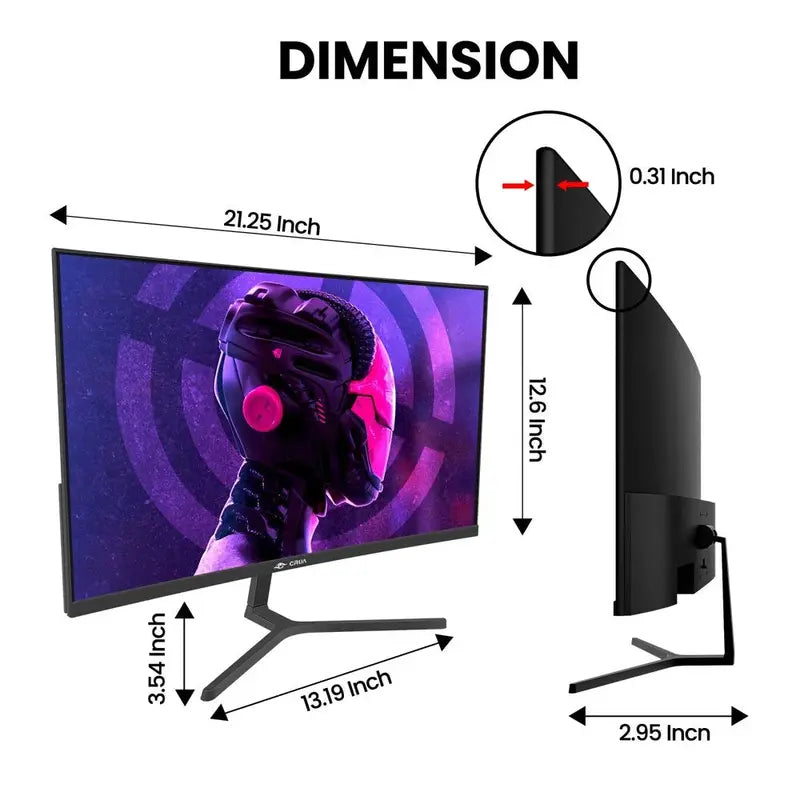 CRUA 24-Inch 180Hz Curved Gaming Monitor  FHD 1080p Frameless Display with AMD FreeSync, Low Motion Blur, HDMI & DisplayPort