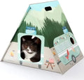 Spacious Cardboard Cat House for Indoor Cats, Durable Camper Tent Design, Easy Assembly, Furniture Protector