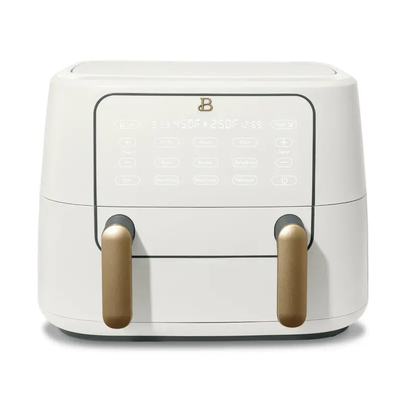 Drew Barrymore TriZone Air Fryer  9-Quart Dual-Zone Cooking, 1700W Power, White Icing Finish, Versatile Kitchen Appliance