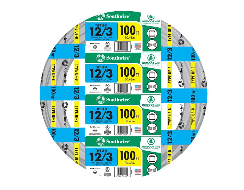 Southwire 100-ft 12/3 Solid UF Wire (By-the-Roll) 13058323