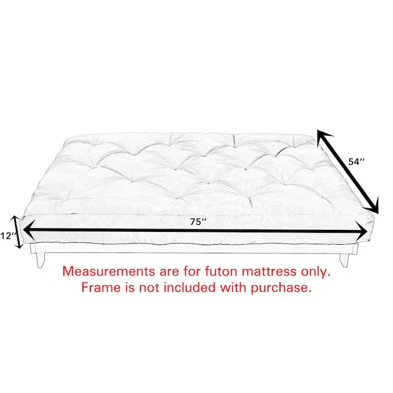 TruPedic Full-Size Granite Grey Futon Mattress – 12-Inch Dual-Comfort Hybrid Design