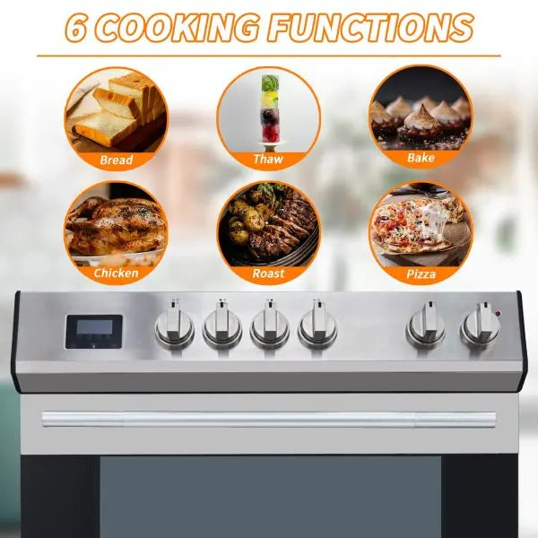 Stainless Steel Freestanding Electric Range Oven with 5-Burner Cooktop & 5.0 cu. ft. Capacity